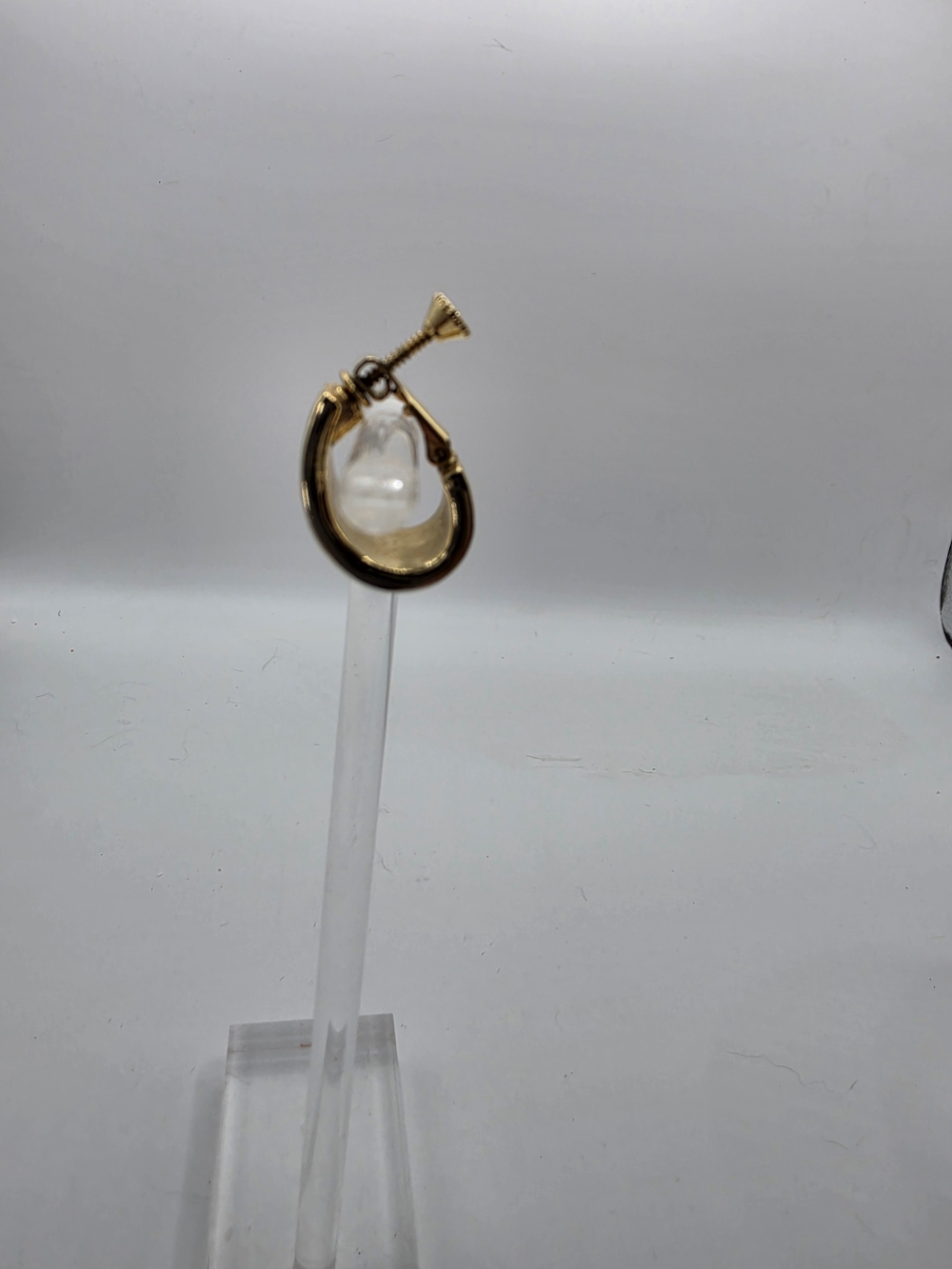 Vintage Givenchy Gold Tone Ball Beaded Textured J Style Clip On Earrings - Picture 5 of 8